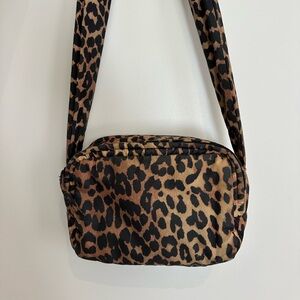 Ganni Leopard Padded Tie Shoulder Bag Crossbody